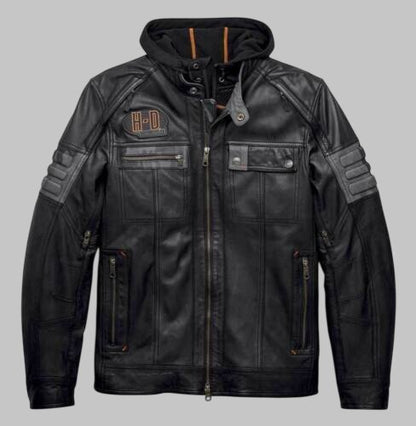 Harley Davidson Bridgeport 3-in-1 Leather Jacket with Hoodie