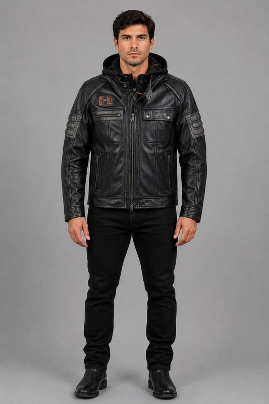 Harley Davidson Bridgeport 3-in-1 Leather Jacket with Hoodie