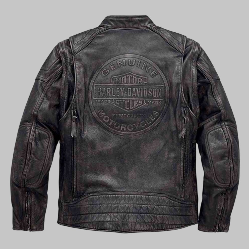 Harley Davidson Dauntless Convertible Leather Motorcycle Jacket for Men