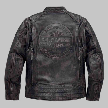 Harley Davidson Dauntless Convertible Leather Motorcycle Jacket for Men