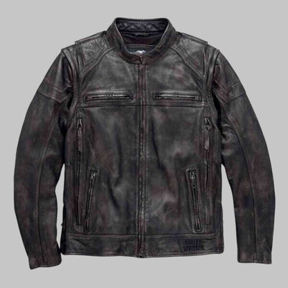 Harley Davidson Dauntless Convertible Leather Motorcycle Jacket for Men