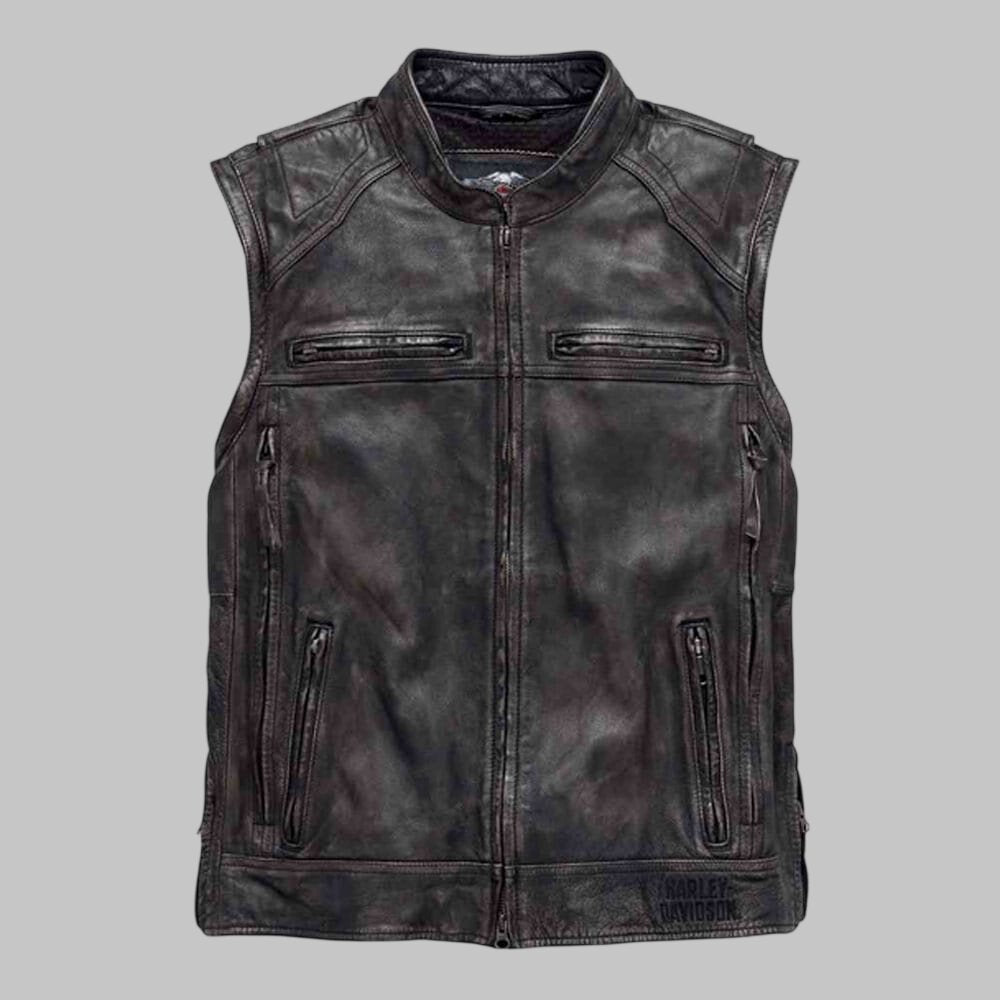 Harley Davidson Dauntless Convertible Leather Motorcycle Jacket for Men
