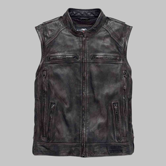 Harley Davidson Dauntless Convertible Leather Motorcycle Jacket for Men