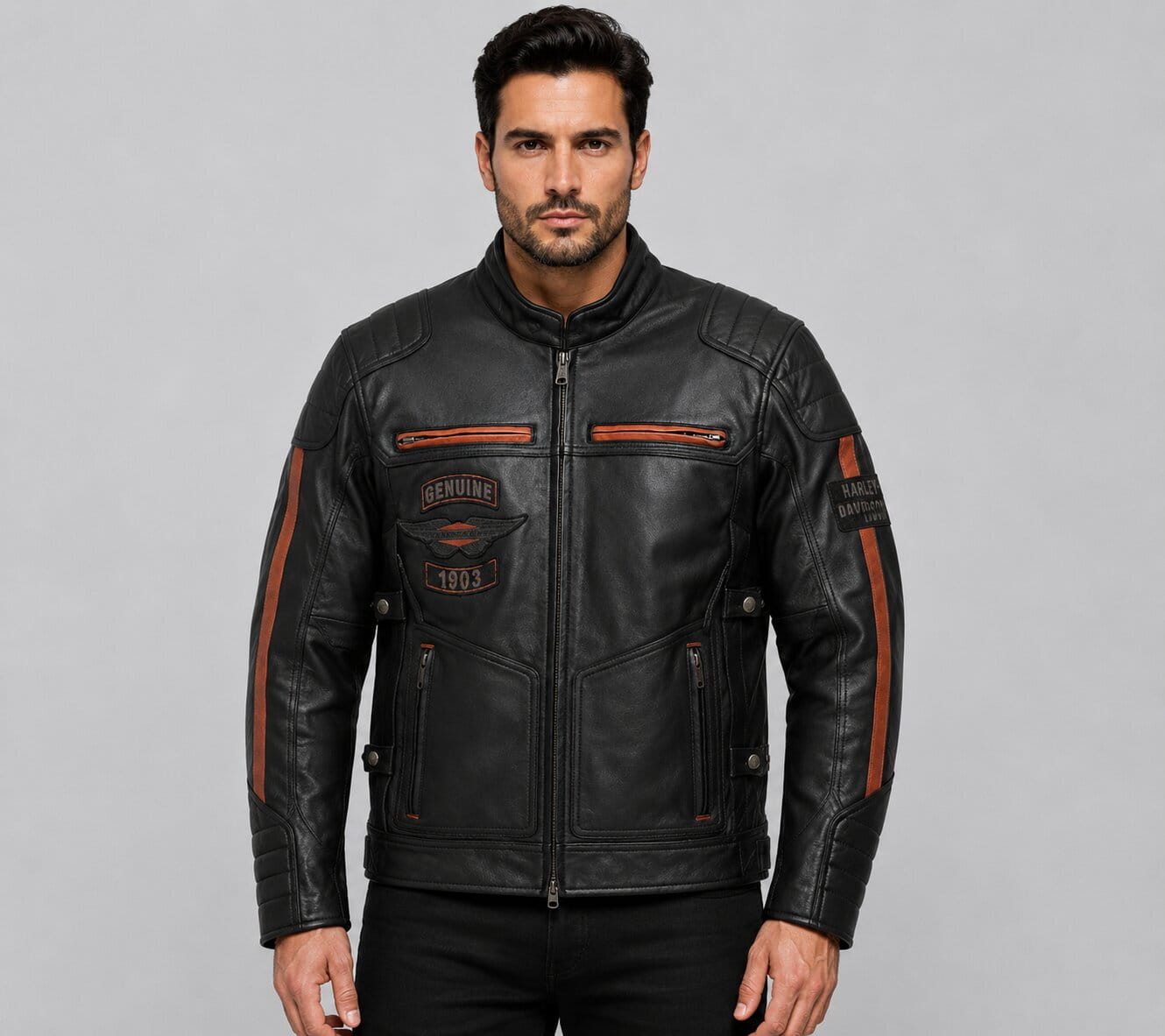Harley Davidson Exmoor Reflective Wing Leather Jacket