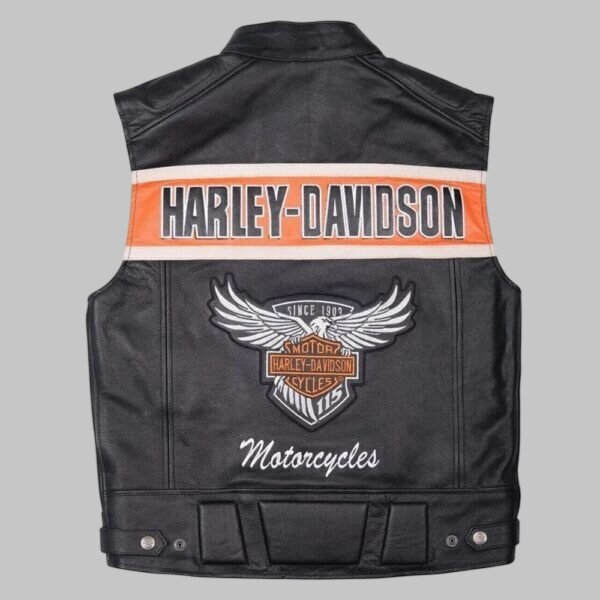 Harley Davidson Men Genuine Black Leather Motorcycle Vest