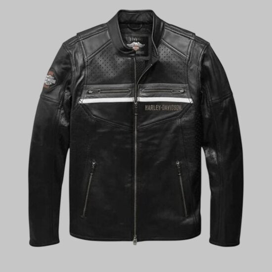 Harley Davidson Llano Perforated Leather Motorcycle Jacket for Men