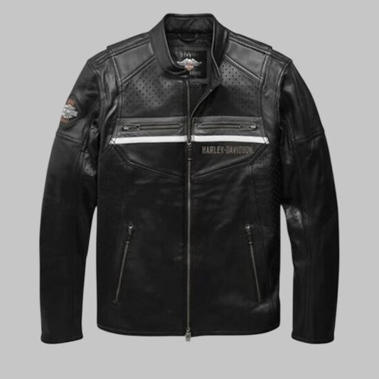 Harley Davidson Llano Perforated Leather Motorcycle Jacket for Men