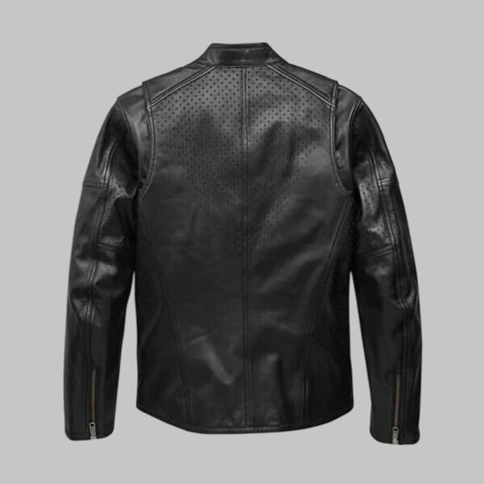 Harley Davidson Llano Perforated Leather Motorcycle Jacket for Men