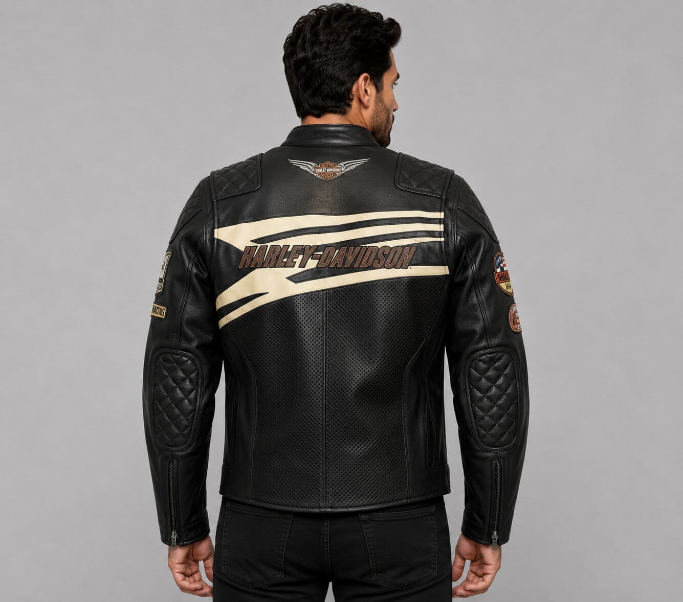 Harley Davidson Sprocket Racing Perforated Leather Jacket