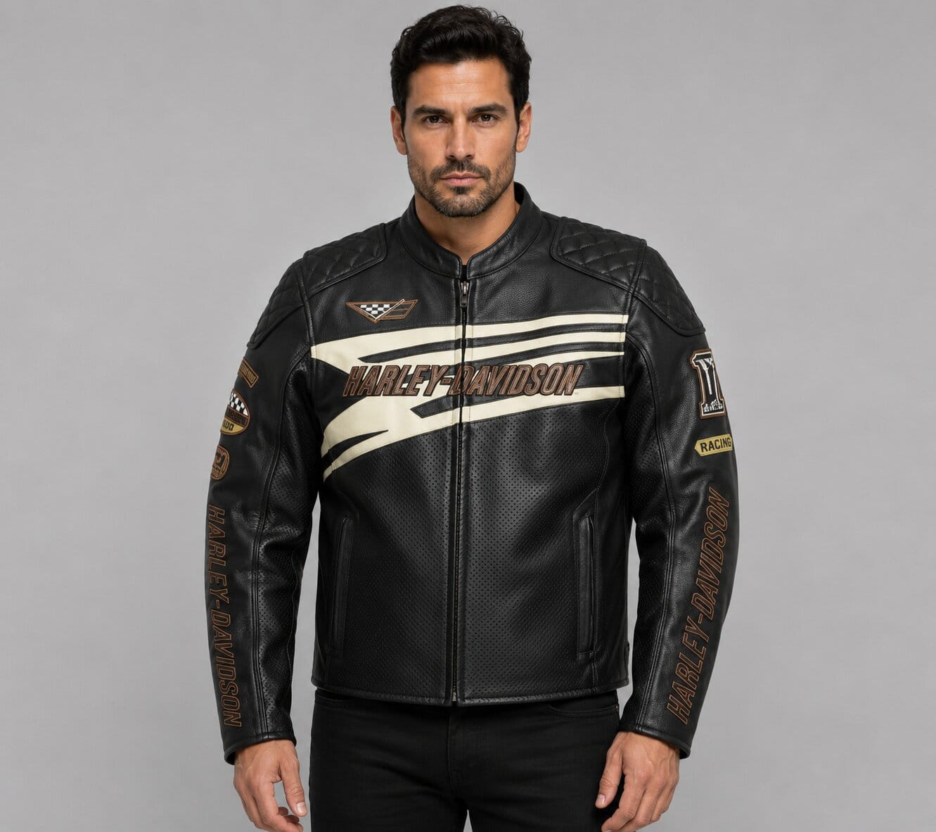 Harley Davidson Sprocket Racing Perforated Leather Jacket