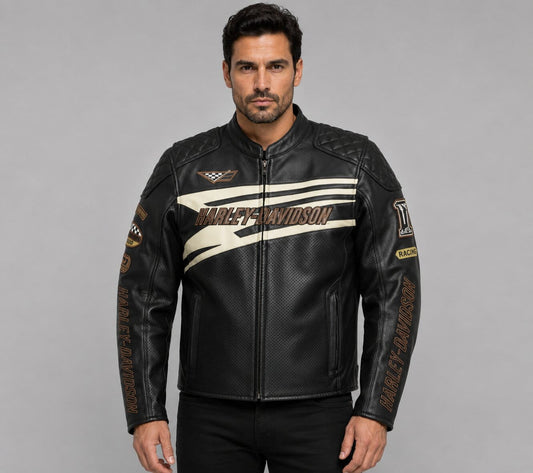 Harley Davidson Sprocket Racing Perforated Leather Jacket