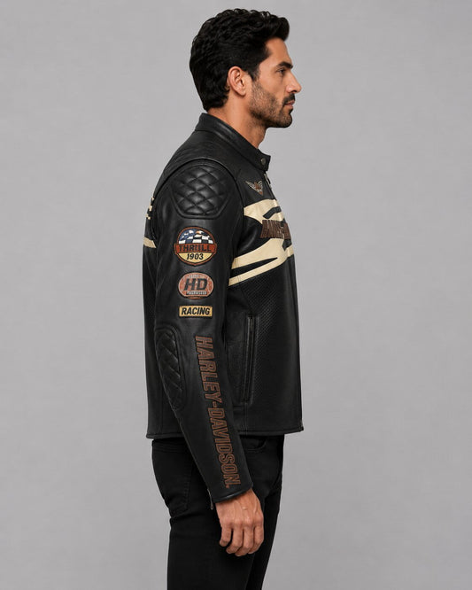 Harley Davidson Sprocket Racing Perforated Leather Jacket