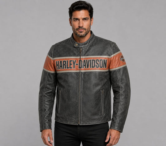Harley Davidson Victory Lane Leather Motorcycle Jacket