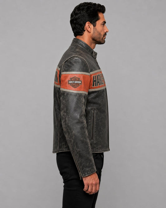 Harley Davidson Victory Lane Leather Motorcycle Jacket