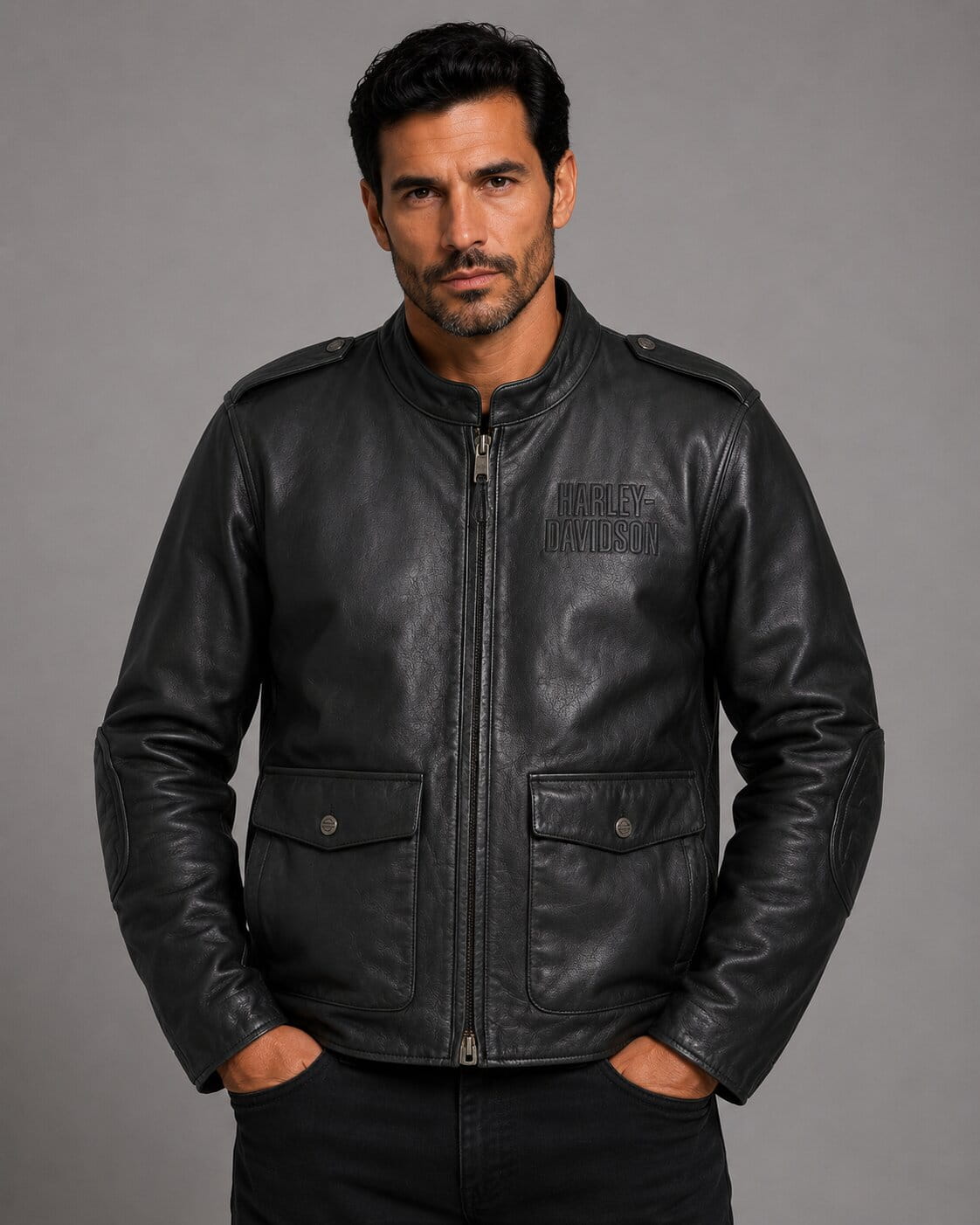 Harley Davidson Captains Layering Leather Jacket Black Men