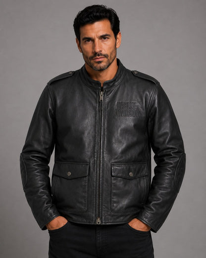 Harley Davidson Captains Layering Leather Jacket Black Men