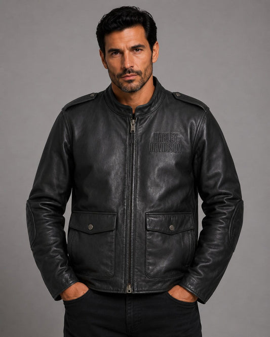 Harley Davidson Captains Layering Leather Jacket Black Men