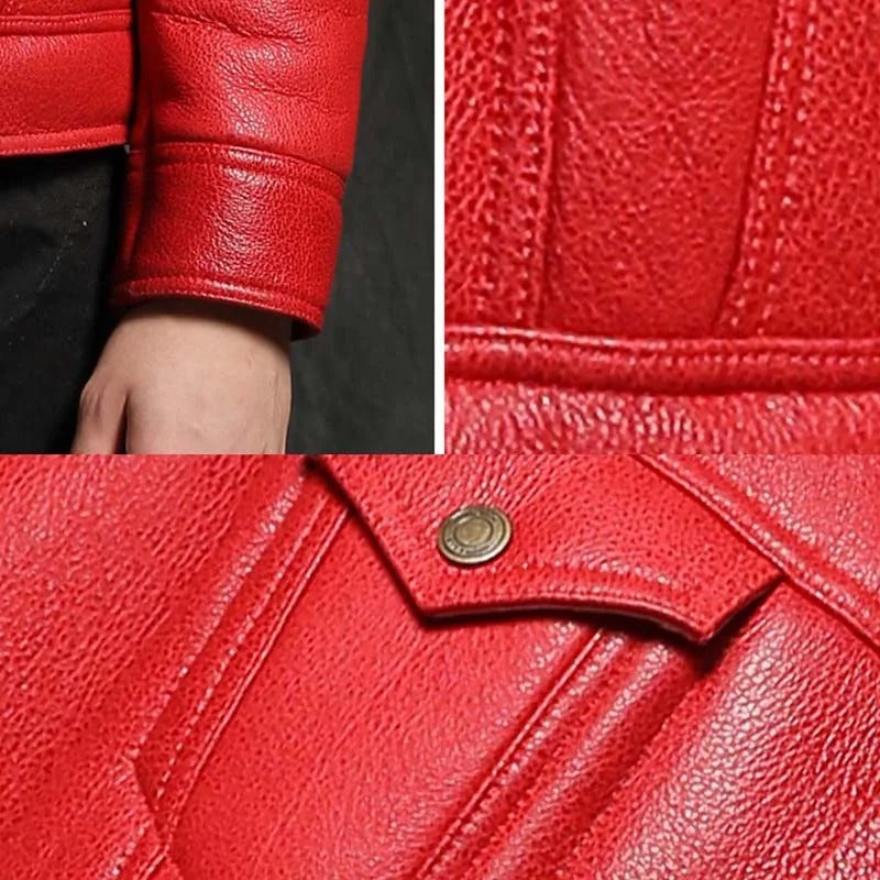 Men’s Red Leather Jacket for Christmas 