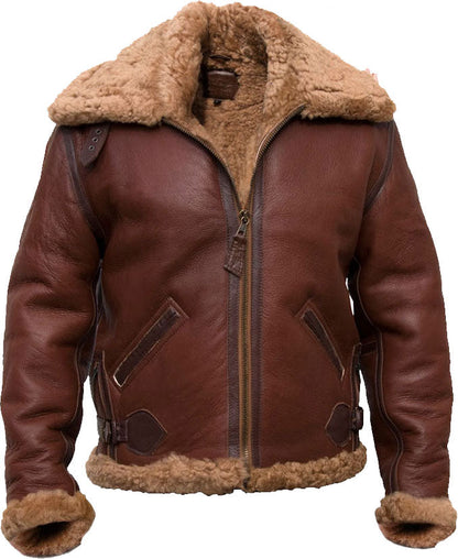 High-Quality Pilot Bomber Leather Jacket with Fur