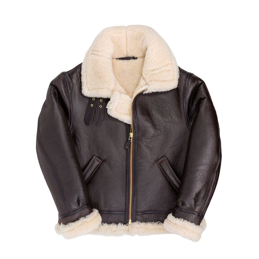 Men's Shearling B3 Fur Hoodie Style Bomber Coat