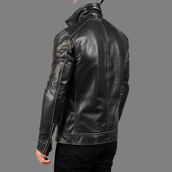 Hudson Black Leather Biker Jacket - Sleek and Durable