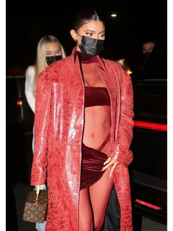 Kylie Jenner Red Trench Coat - Avanzar Leather