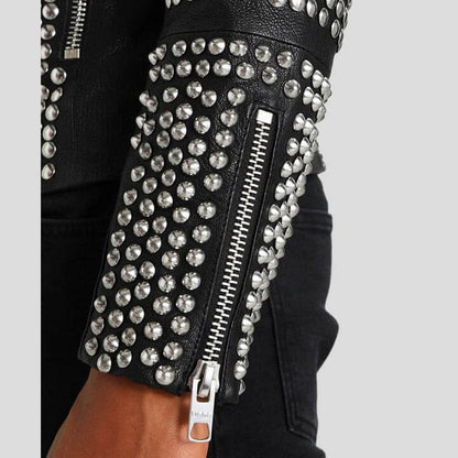 Jaxon Black Studded Leather Jacket by Avanzar Leather