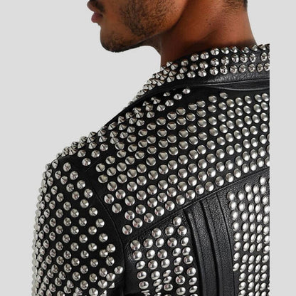 Jaxon Black Studded Leather Jacket by Avanzar Leather