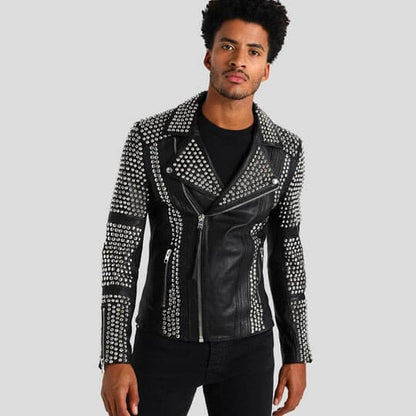 Jaxon Black Studded Leather Jacket by Avanzar Leather