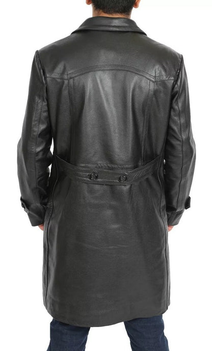 Classic Double-Breasted Leather Trench Coat Timeless Elegance & Durability