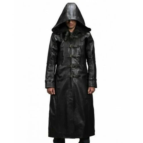 Jaxion Steampunk Leather Duster Coat Edgy Vintage Outerwear