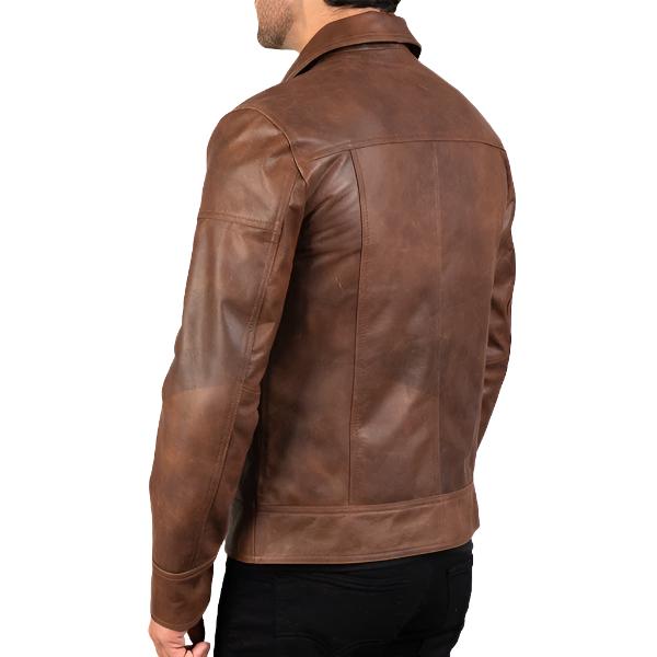 Lavendard Brown Biker Leather Jacket