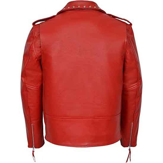 Men’s Red Cowhide Leather Biker Jacket – Designer Edition by Avanzar Leather