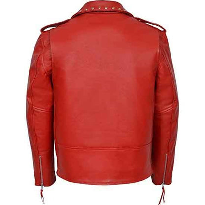 Men’s Red Cowhide Leather Biker Jacket – Designer Edition by Avanzar Leather