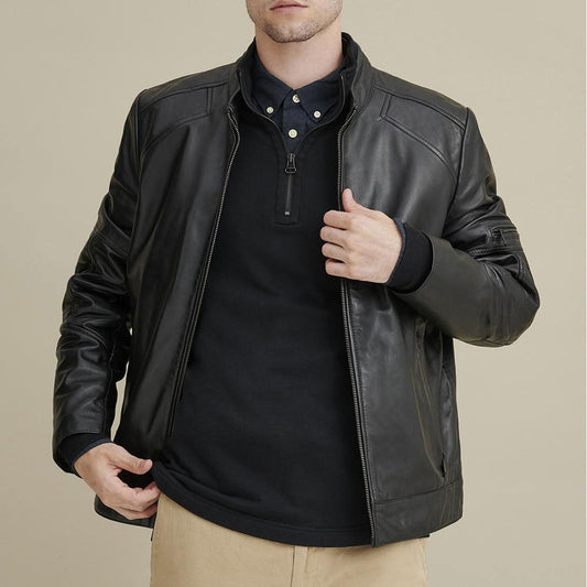 Men’s Moto Biker Leather Jacket