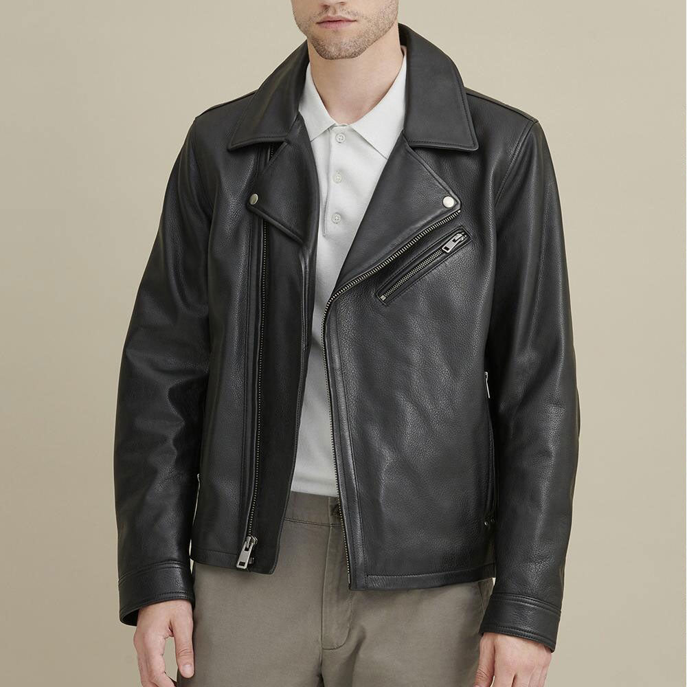 Men’s Real Leather Motorbike Moto Jacket