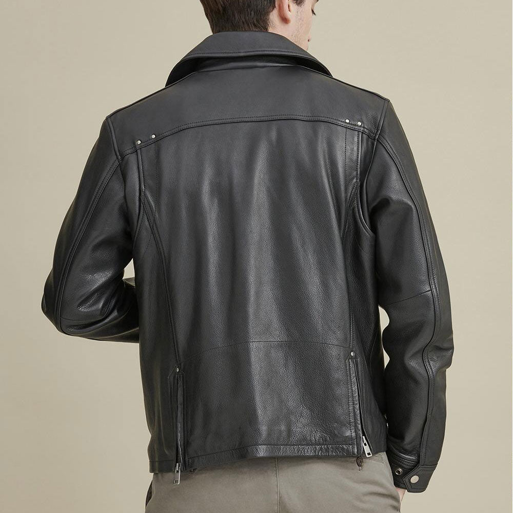 Men’s Real Leather Motorbike Moto Jacket