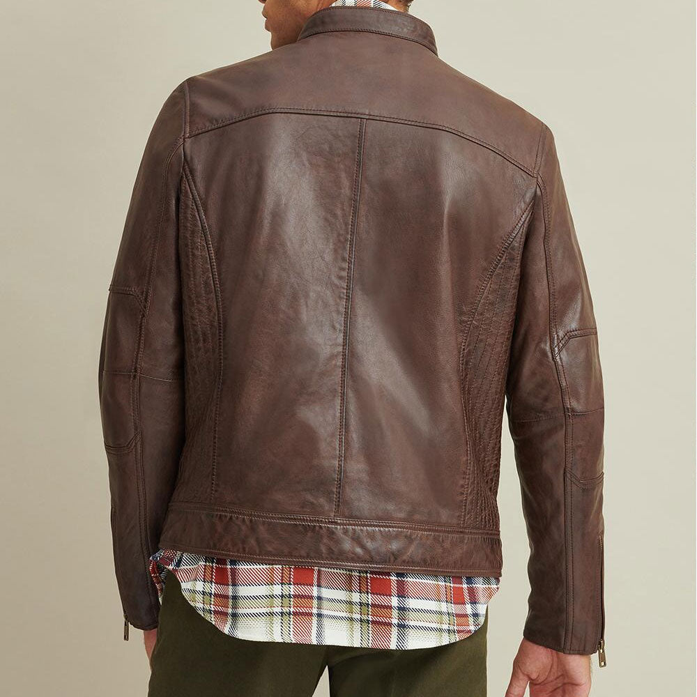 Avanzar Leather Men’s Brown Moto Biker Jacket