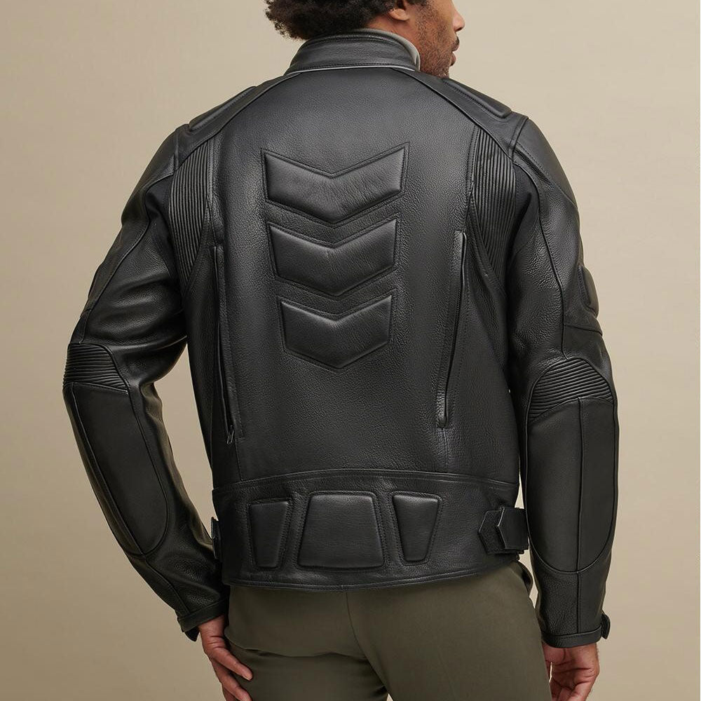 Men's Black Leather Performance Rider Biker Jacket