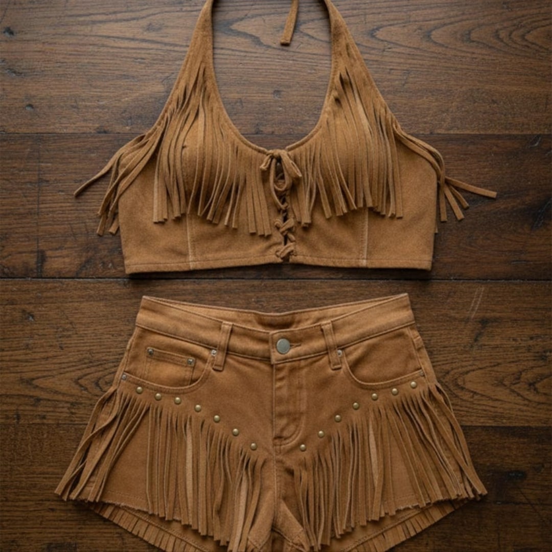 Leather Fringe Boho Outfit for Women