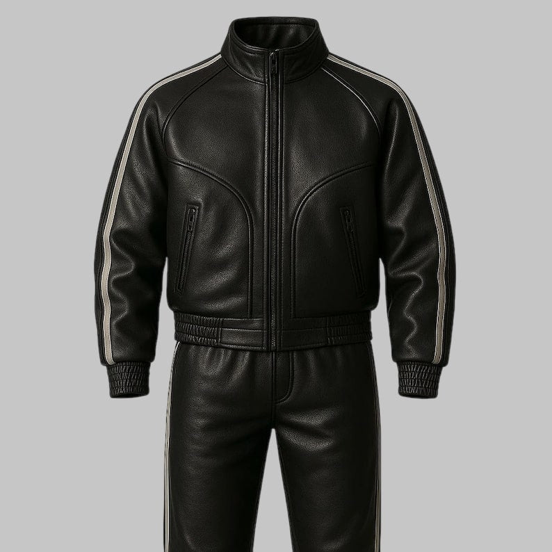 Leather Tracksuit Handmade Genuine Leather Two Piece Set