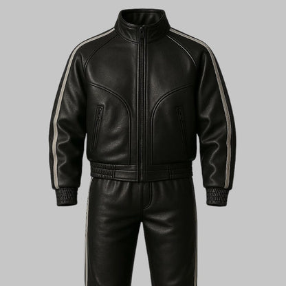 Leather Tracksuit Handmade Genuine Leather Two Piece Set