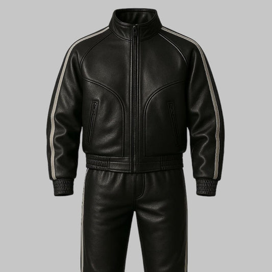 Leather Tracksuit Handmade Genuine Leather Two Piece Set