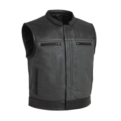 Two-Tone Lowrider Perforated Men's Leather Vest Avanzar Leather