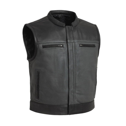 Two-Tone Lowrider Perforated Men's Leather Vest Avanzar Leather