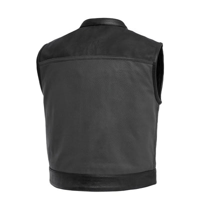 Two-Tone Lowrider Perforated Men's Leather Vest Avanzar Leather