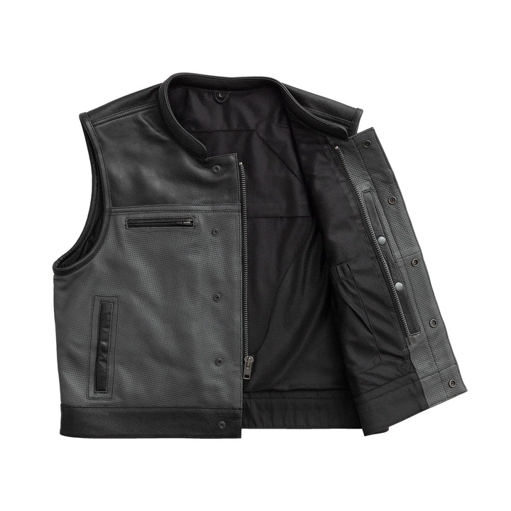 Two-Tone Lowrider Perforated Men's Leather Vest Avanzar Leather