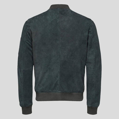 Lucy Dark Green Suede Bomber Jacket by Avanzar Leather