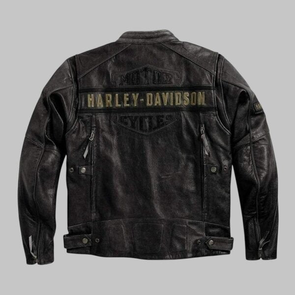 Harley Davidson Vintage Black Leather Motorcycle Jacket Men
