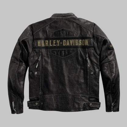 Harley Davidson Vintage Black Leather Motorcycle Jacket Men
